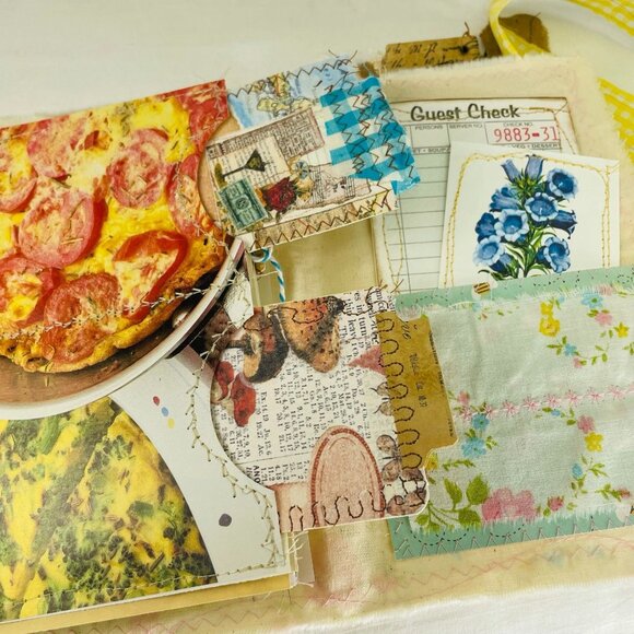 Writing Junk Journal Vintage Style u Fabric Cover Diary Includes Ephemera No 19 - Picture 10 of 13